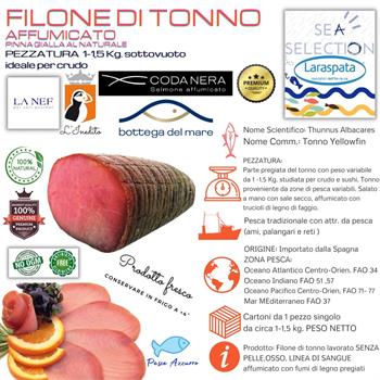 FILONE TONNO AFFUMICATO FRESCO (THUNNUS ALBACARES)SOTTOVUOTO FAO 34-41